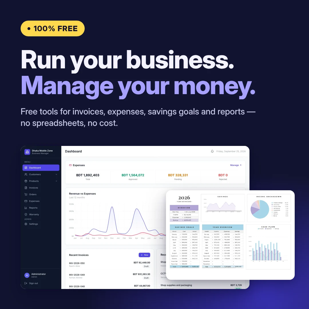 Free tools to run your business and manage your money: BMS business dashboard and the yearly income and expense tracker
